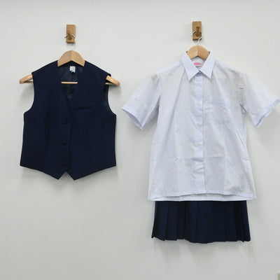 【中古】千葉県 千葉県立千葉高等学校 女子制服 4点（ベスト・シャツ・スカート）sf007827