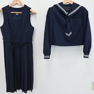 【中古】東京都 御徒町台東中学校 女子制服 3点（セーラー服・ジャンパースカート）sf007919