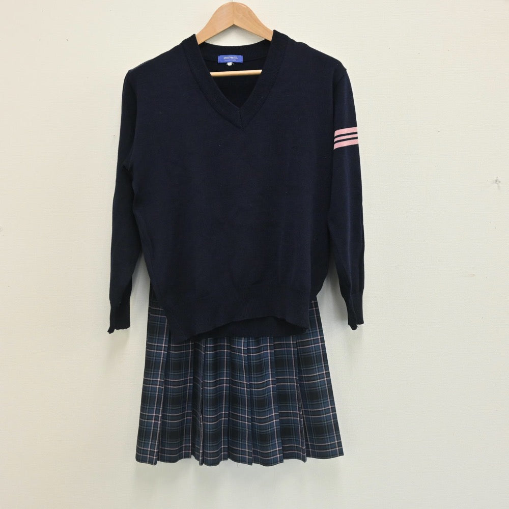 【中古】東京都 桜丘高等学校 女子制服 6点（ブレザー・シャツ・ニット・スカート）sf007935