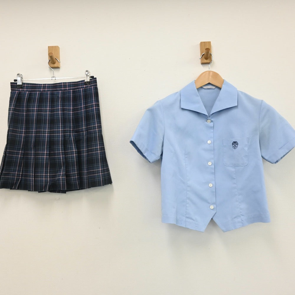 【中古】東京都 桜丘高等学校 女子制服 4点（シャツ・スカート）sf007936