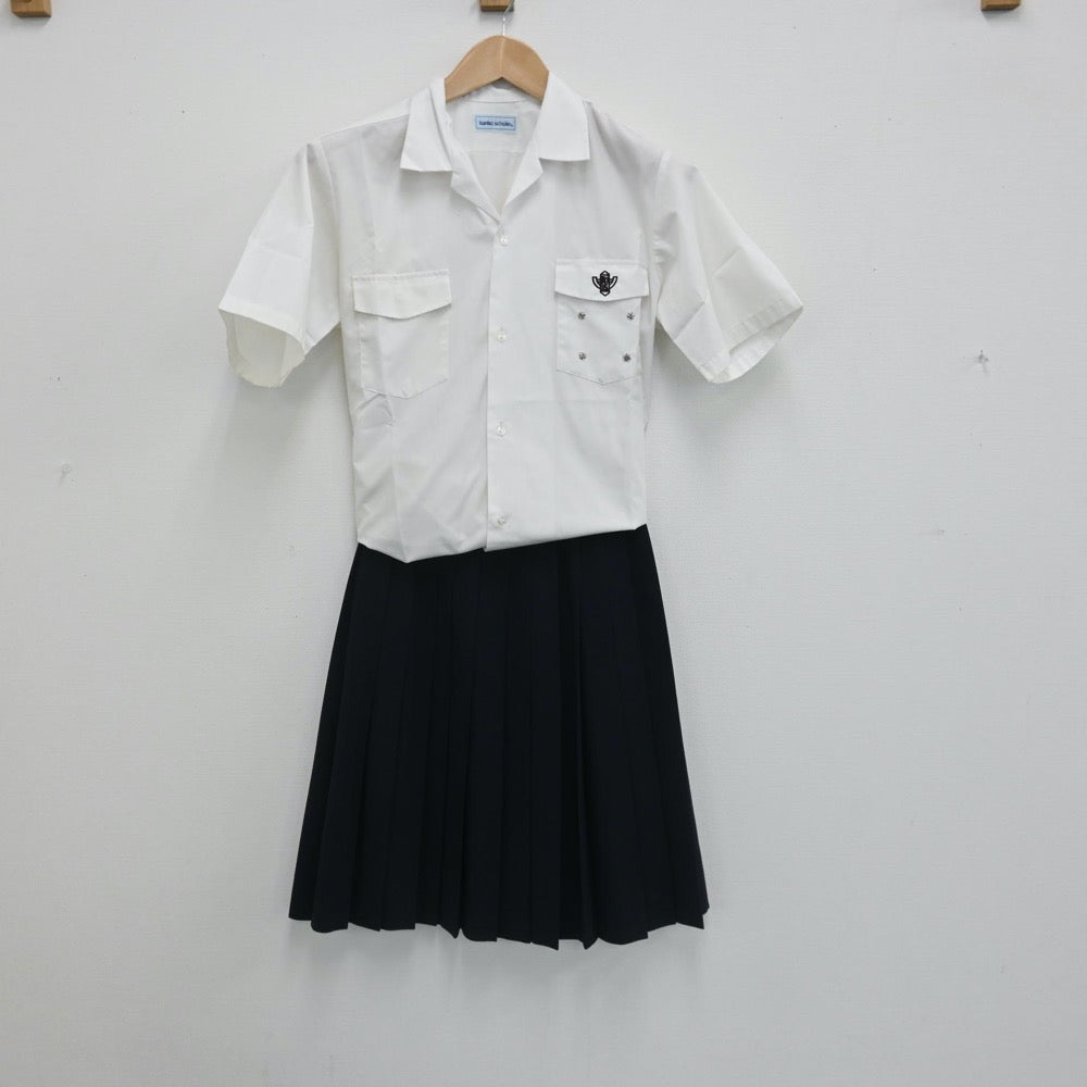 【中古】愛知県 石巻中学校 女子制服 4点（セーラー服・シャツ・スカート）sf007937