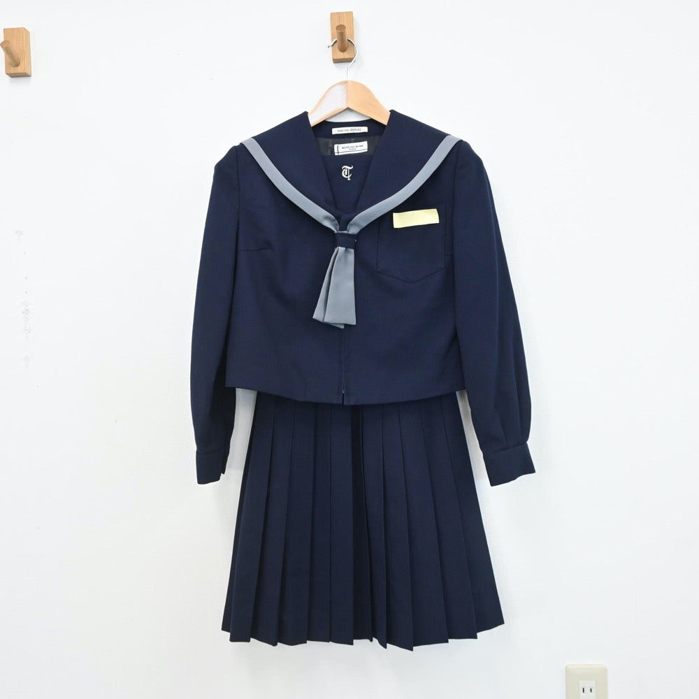 【中古】大分県 滝尾中学校 女子制服 3点（セーラー服・スカート）sf007946