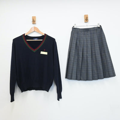 【中古】大阪府 大阪市立城陽中学校 女子制服 3点（ブレザー・ニット・スカート）sf007961