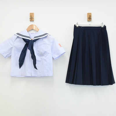 【中古】富山県 富山市堀川中学校 女子制服 5点（セーラー服・スカート）sf008000