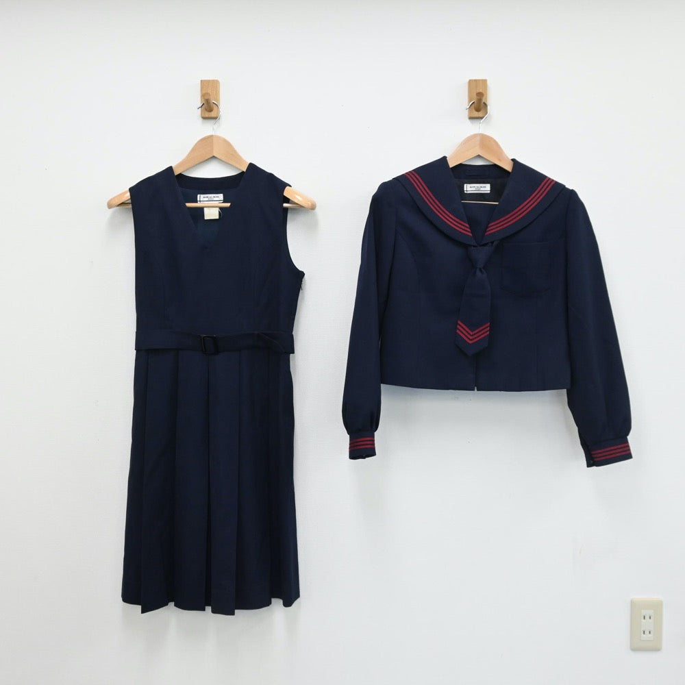 【中古】青森県 青森市立沖館中学校 女子制服 2点（セーラー服・ジャンパースカート）sf008024