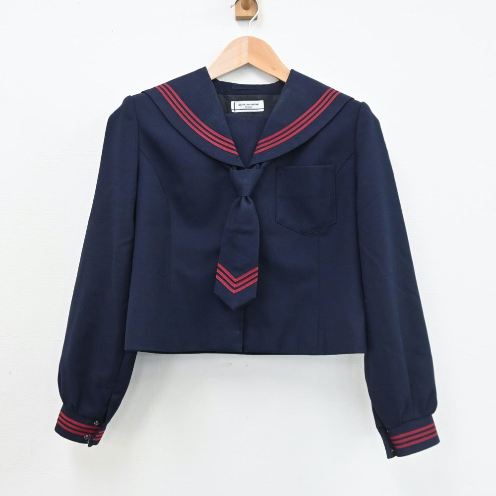 【中古】青森県 青森市立沖館中学校 女子制服 2点（セーラー服・ジャンパースカート）sf008024