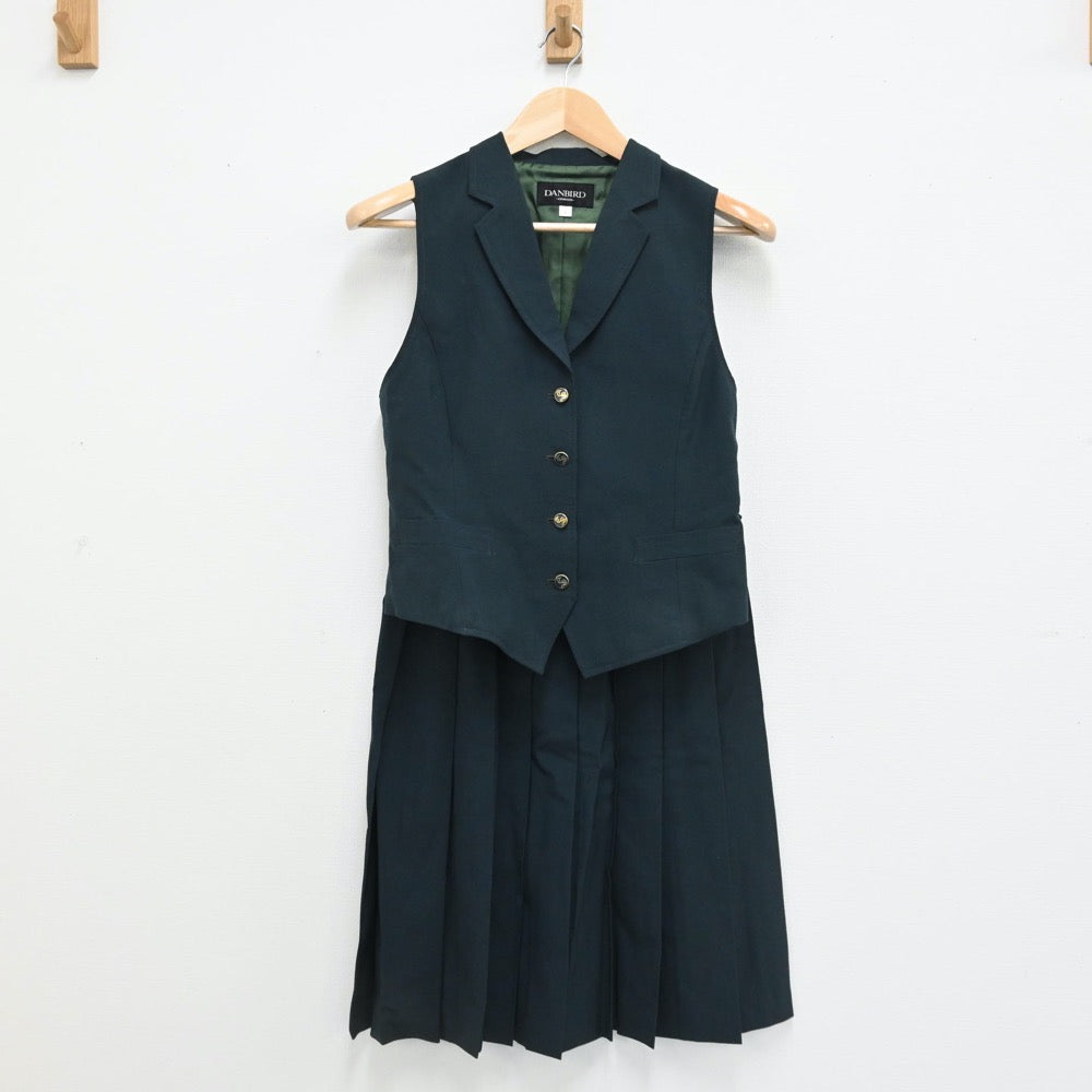 【中古】茨城県 私立 つくば秀英高等学校 女子制服 2点（ベスト・スカート）sf008037