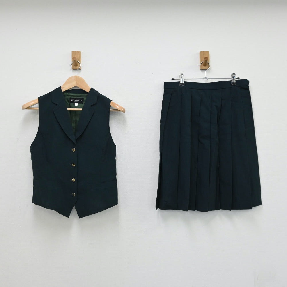 【中古】茨城県 私立 つくば秀英高等学校 女子制服 2点（ベスト・スカート）sf008037