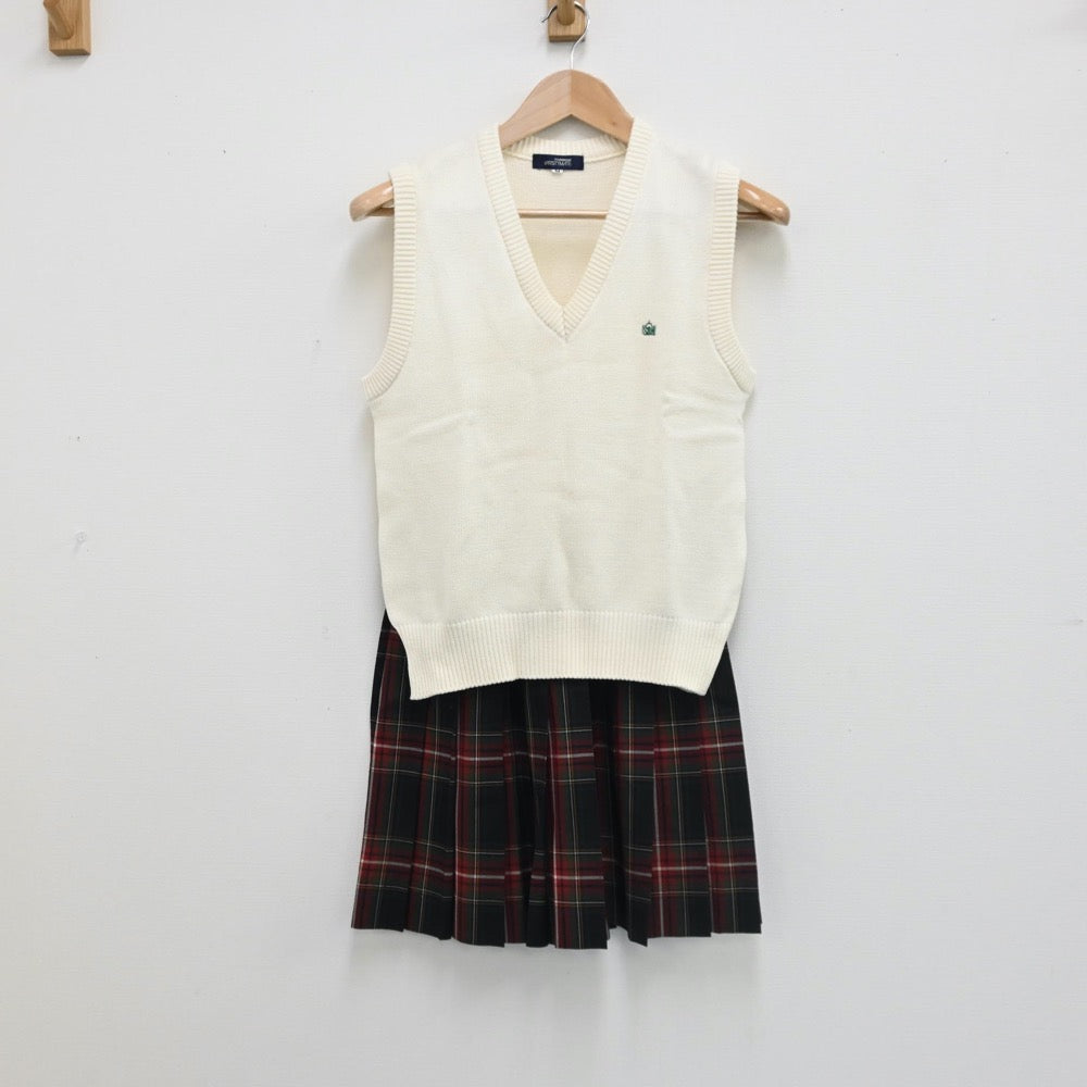 【中古】東京都 昭和第一高等学校 女子制服 2点（ニットベスト・スカート）sf008043