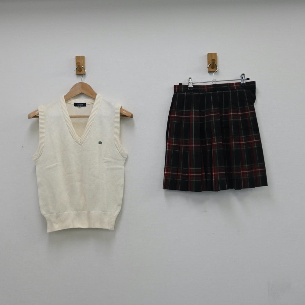 【中古】東京都 昭和第一高等学校 女子制服 2点（ニットベスト・スカート）sf008043