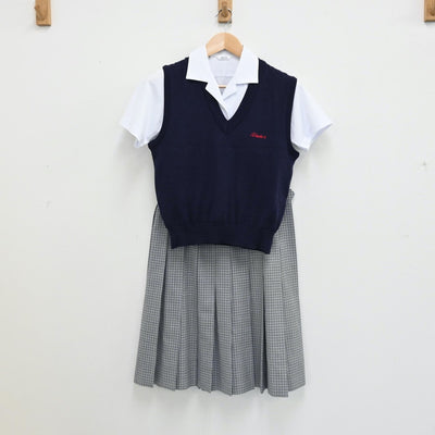 【中古】山口県 サビエル高等学校 女子制服 5点（シャツ・ニットベスト・スカート）sf008056
