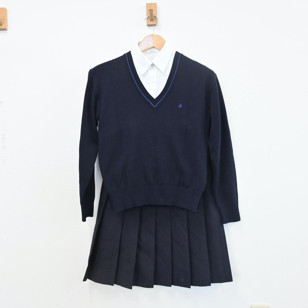 【中古】栃木県 佐野松桜高校 女子制服 4点（ブレザー・シャツ・ニット・スカート）sf008076