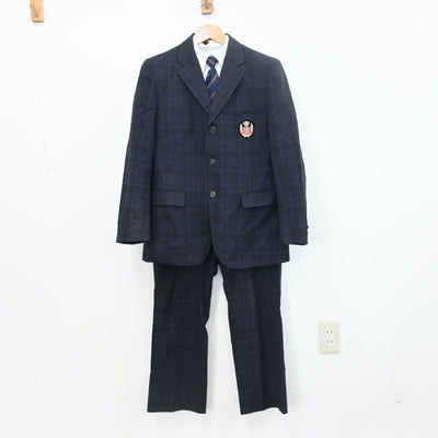 【中古】熊本県 小川工業高等学校 男子制服 6点（ブレザー・シャツ・ニット・ズボン）sf008085