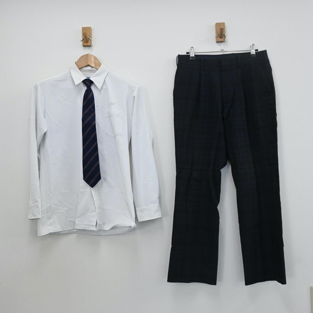 【中古】熊本県 小川工業高等学校 男子制服 6点（ブレザー・シャツ・ニット・ズボン）sf008085