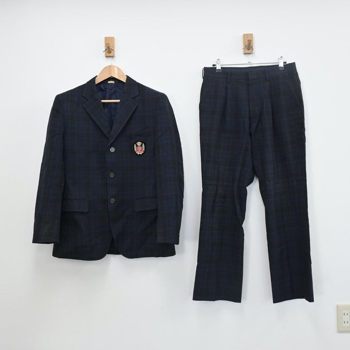 【中古】熊本県 小川工業高等学校 男子制服 6点（ブレザー・シャツ・ニット・ズボン）sf008085