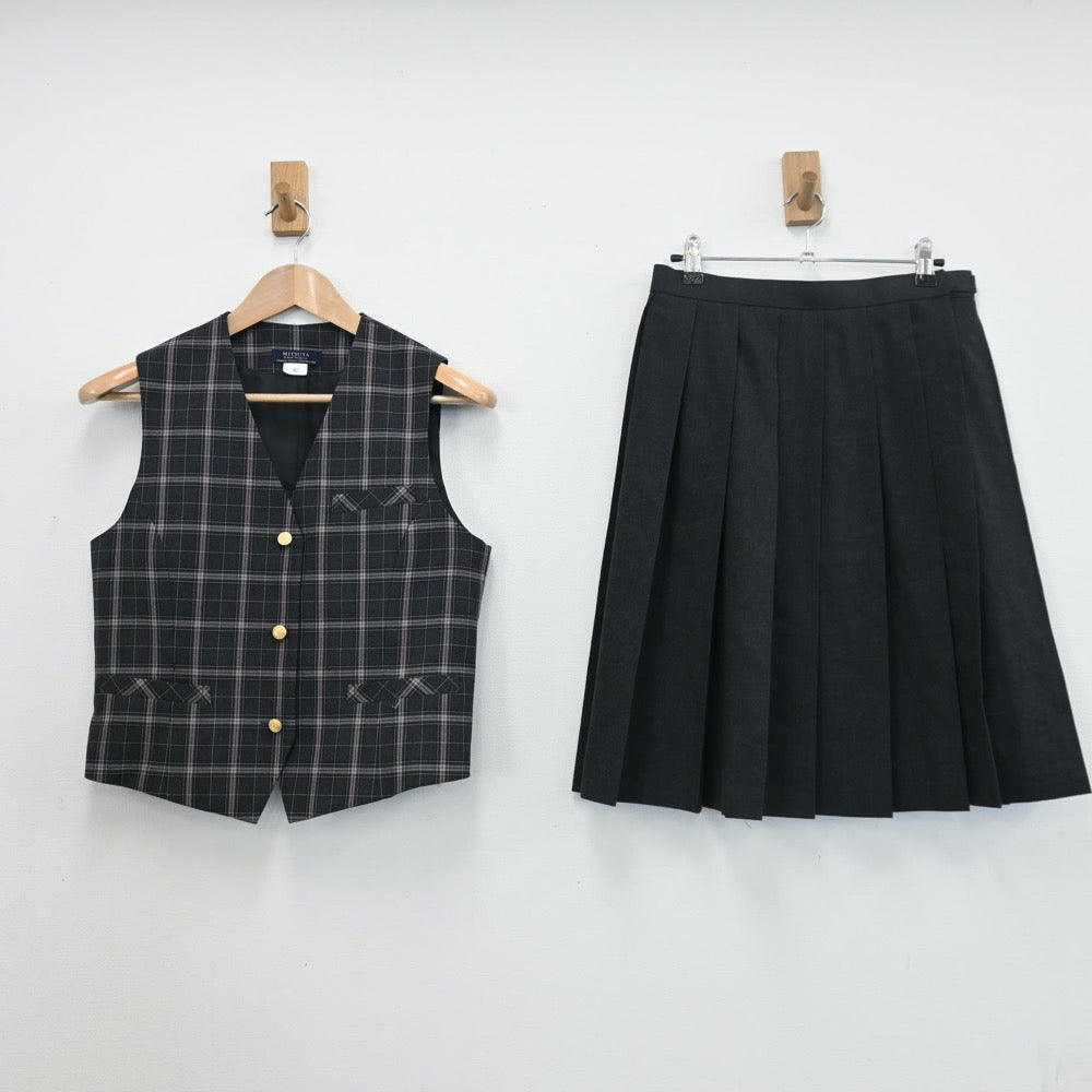 【中古】熊本県 慶誠高等学校 女子制服 6点（ブレザー・シャツ・ベスト・スカート）sf008089