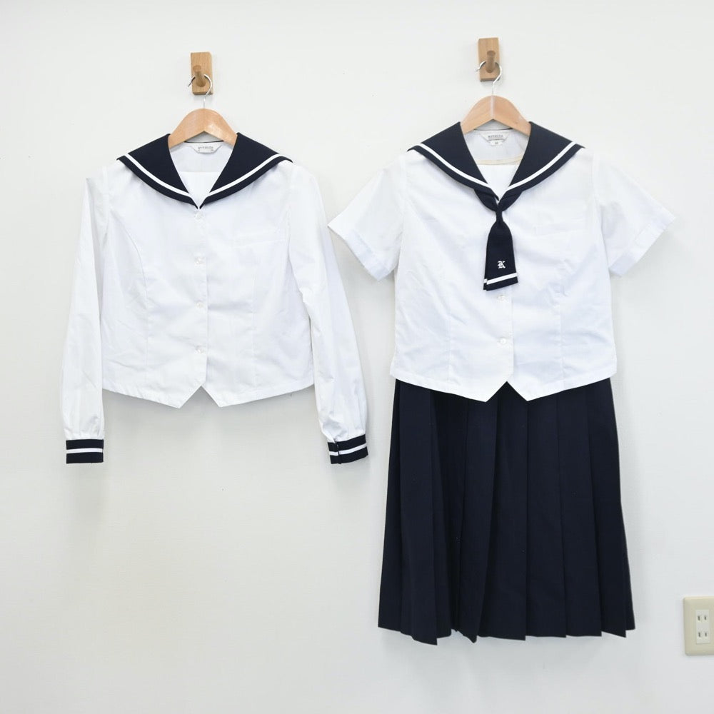 【中古】熊本県 慶誠高等学校 女子制服 5点（セーラー服・スカート）sf008100