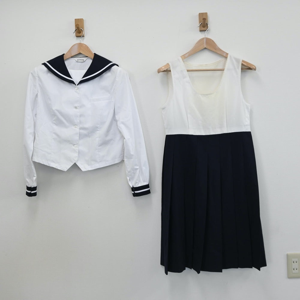 【中古】熊本県 慶誠高等学校 女子制服 5点（セーラー服・スカート）sf008100