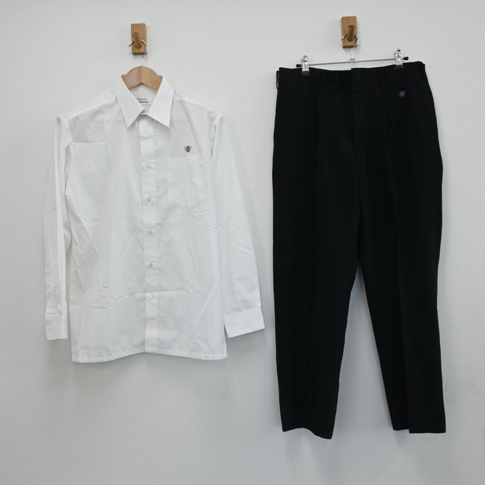 【中古】栃木県 足利大学附属高等学校 男子制服 3点（シャツ・ズボン）sf008145