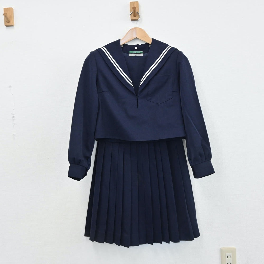 【中古】千葉県 朝日ヶ丘中学校 女子制服 3点（セーラー服・スカート）sf008156