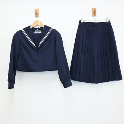 【中古】千葉県 朝日ヶ丘中学校 女子制服 3点（セーラー服・スカート）sf008156