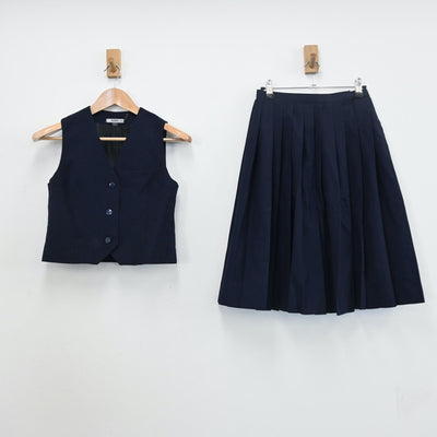 【中古】千葉県 船橋市立二宮中学校 女子制服 3点（ベスト・スカート）sf008167