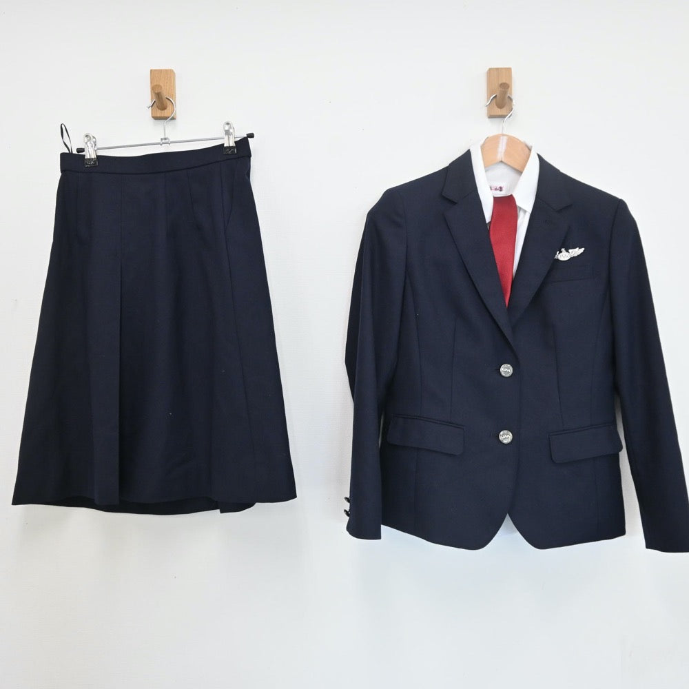 【中古】石川県 日本航空高等学校 女子制服 5点（ブレザー・シャツ・スカート）sf008189