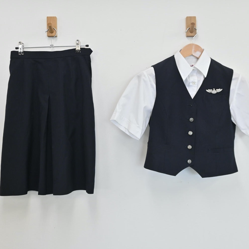 【中古】石川県 日本航空高等学校 女子制服 5点（シャツ・ベスト・スカート）sf008190