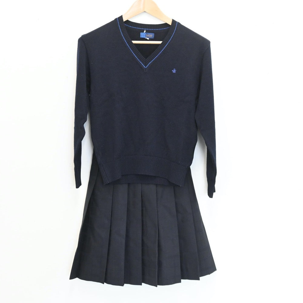 【中古】栃木県 佐野松桜高等学校 女子制服 2点（ニット・スカート）sf008201