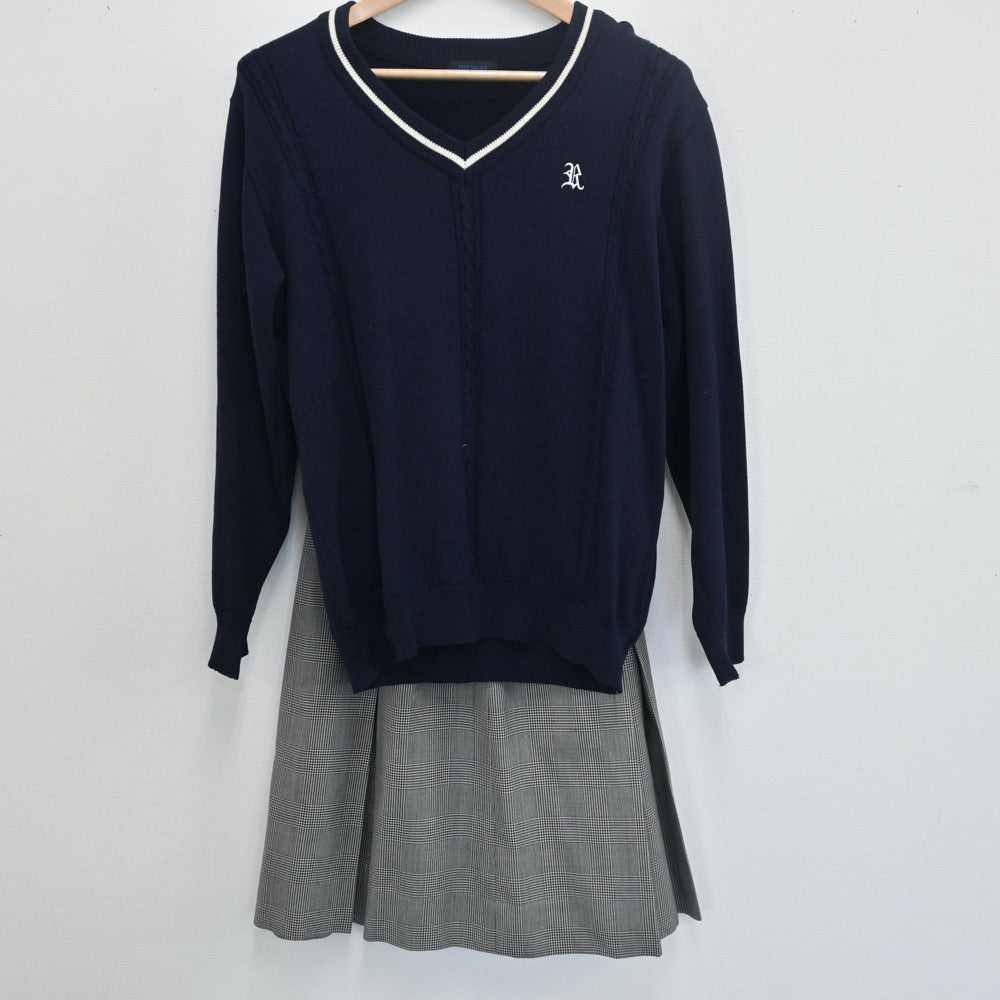 【中古】滋賀県 滋賀県立栗東高等学校 女子制服 4点（ブレザー・ニット・スカート）sf008246