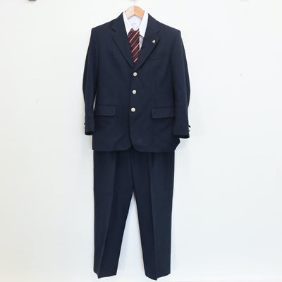 【中古】熊本県 熊本市立必由館高等学校 男子制服 4点（ブレザー・シャツ・ズボン）sf008253