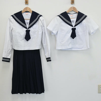 【中古】宮城県 富沢中学校 女子制服 5点（セーラー服・スカート）sf008266