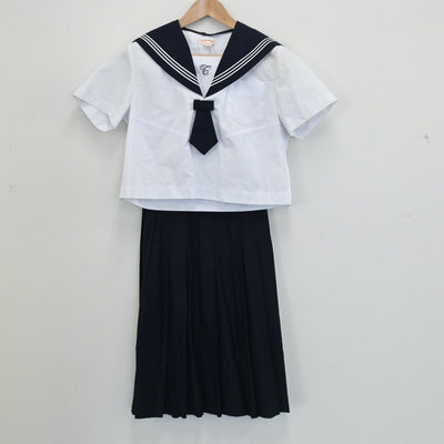 【中古】宮城県 富沢中学校 女子制服 5点（セーラー服・スカート）sf008266