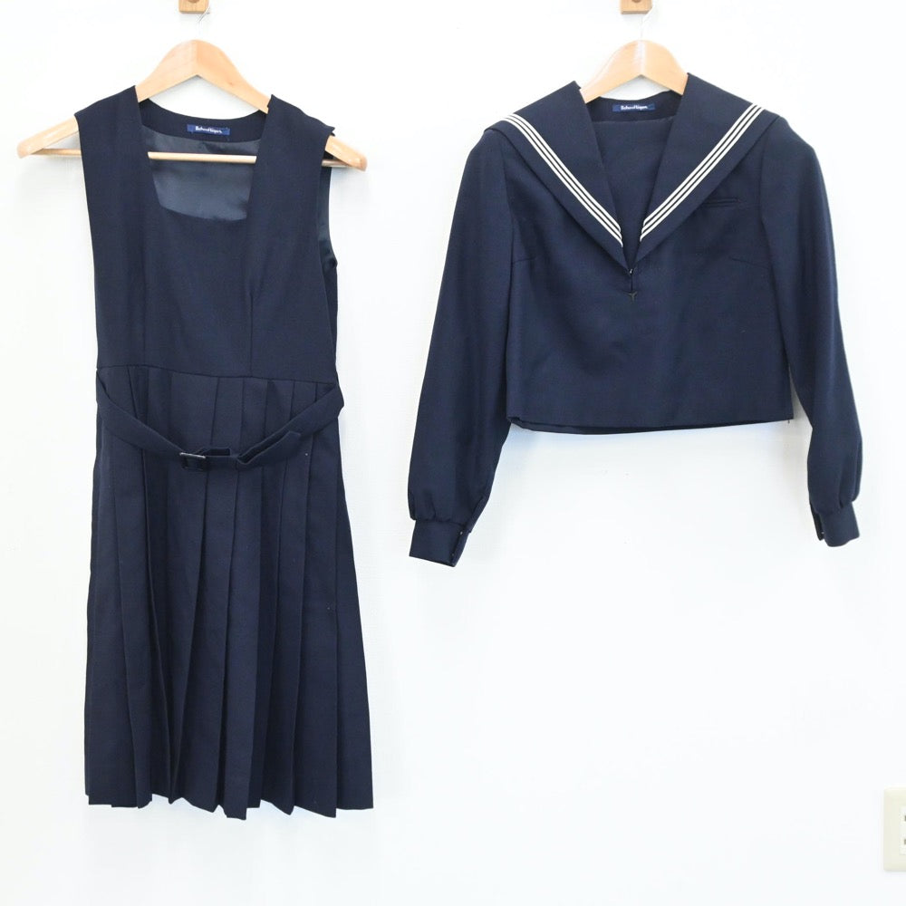 【中古】福岡県 和白丘中学校 女子制服 2点（セーラー服・ジャンパースカート）sf008267