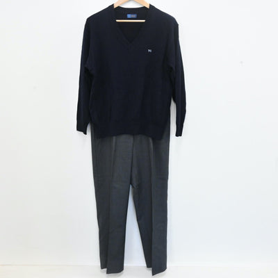 【中古】神奈川県 橘学苑高等学校 男子制服 5点（ブレザー・シャツ・ニット・ズボン）sf008281
