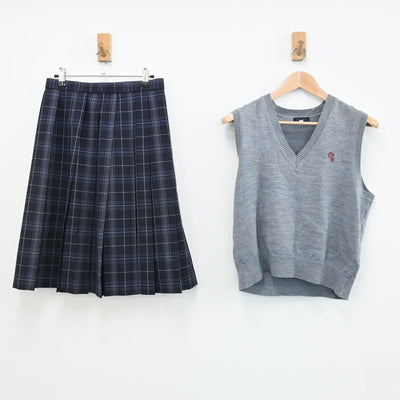 【中古】東京都 東京都立青梅総合高等学校 女子制服 5点（シャツ・ニットベスト・スカート）sf008287