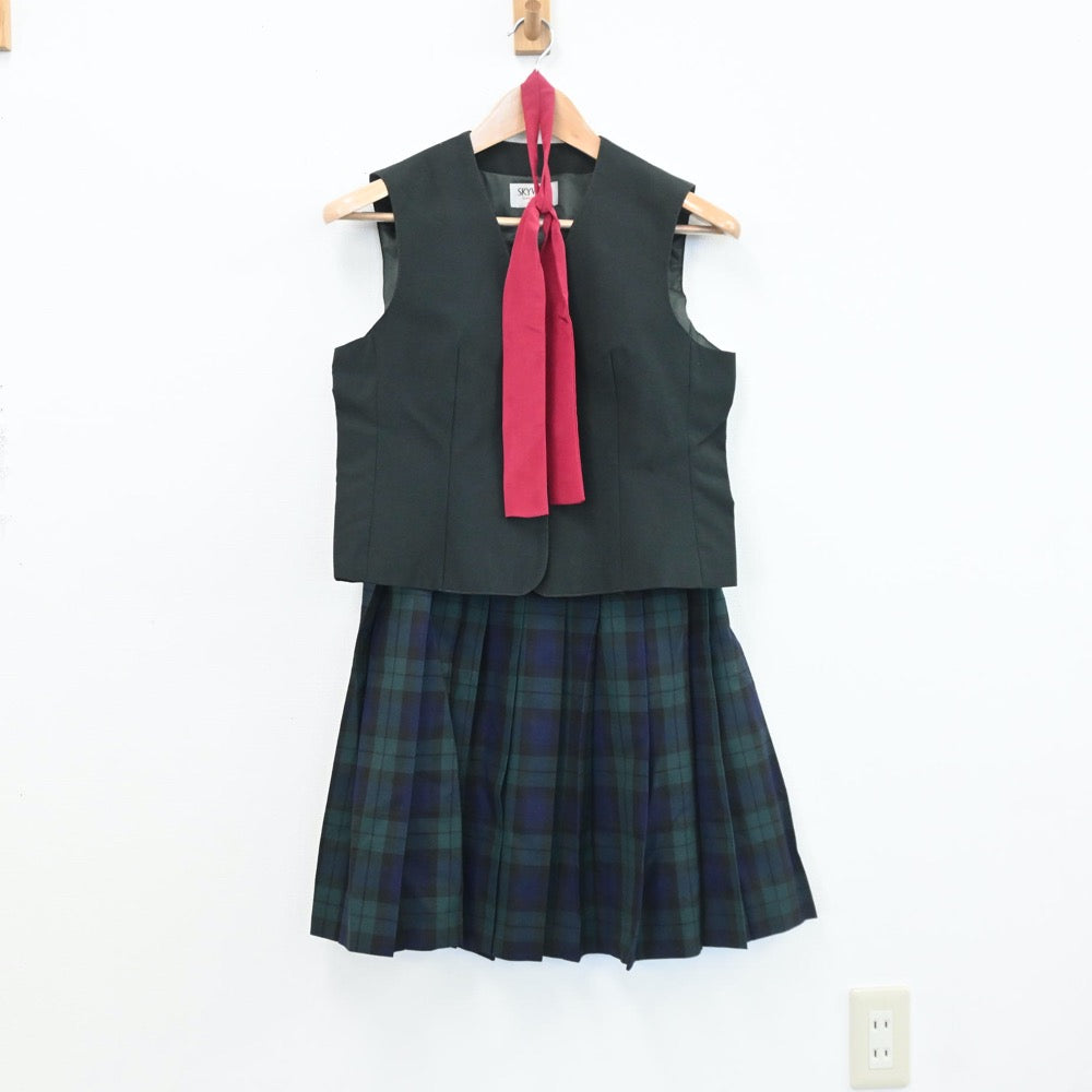 【中古】宮城県 仙台育英高等学校 女子制服 4点（ベスト・スカート）sf008299