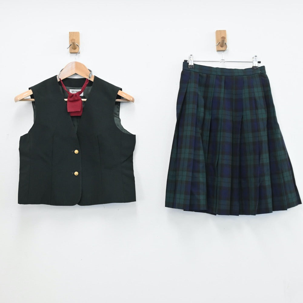 【中古】宮城県 仙台育英高等学校 女子制服 4点（ベスト・スカート）sf008299