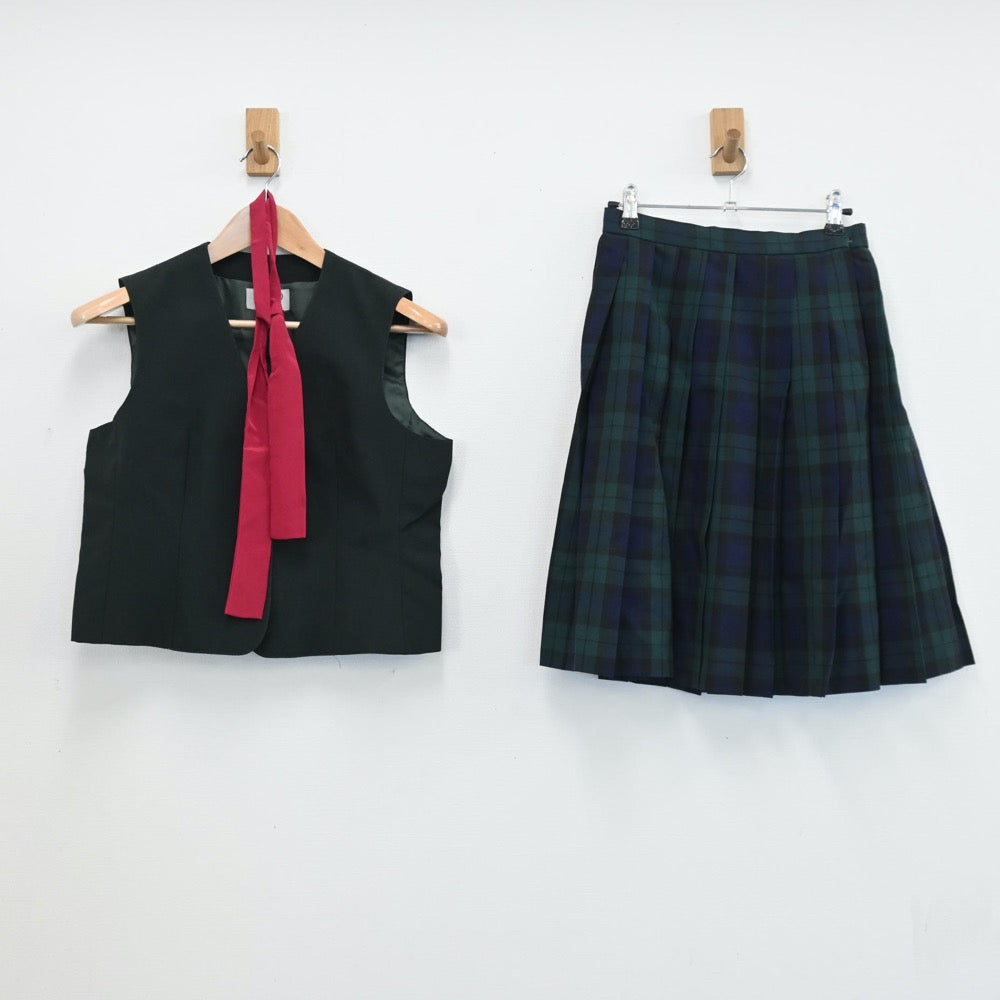 【中古】宮城県 仙台育英高等学校 女子制服 4点（ベスト・スカート）sf008299