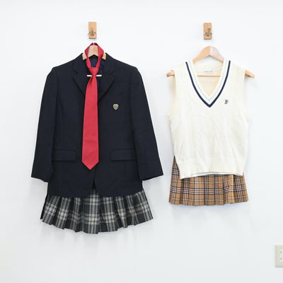 【中古】千葉県 千葉県立市原緑高等学校 女子制服 5点（ブレザー・ニットベスト・スカート）sf008312