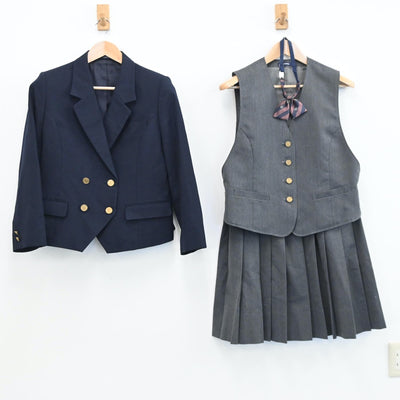 【中古】兵庫県 神戸市立舞子中学校 女子制服 5点（ブレザー・ベスト・スカート）sf008318