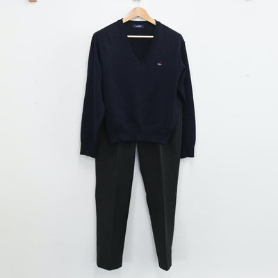 【中古】東京都 早稲田中学校・高等学校 男子制服 2点（ニット・ズボン）sf008319
