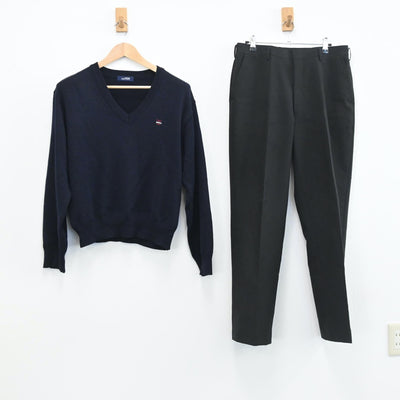【中古】東京都 早稲田中学校・高等学校 男子制服 2点（ニット・ズボン）sf008319