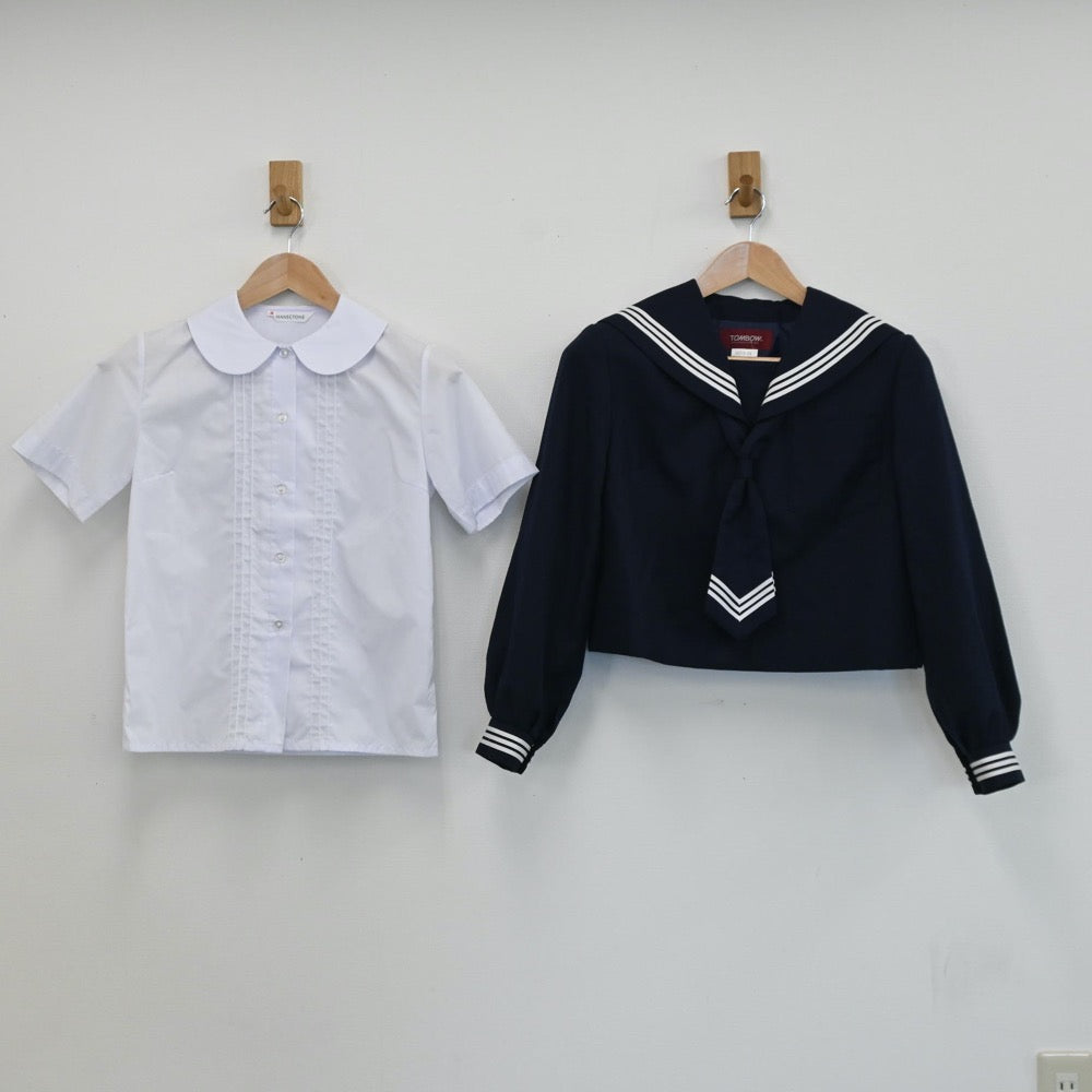 【中古】神奈川県 小田原市立酒匂中学校 女子制服 3点（セーラー服・シャツ・スカート）sf008339