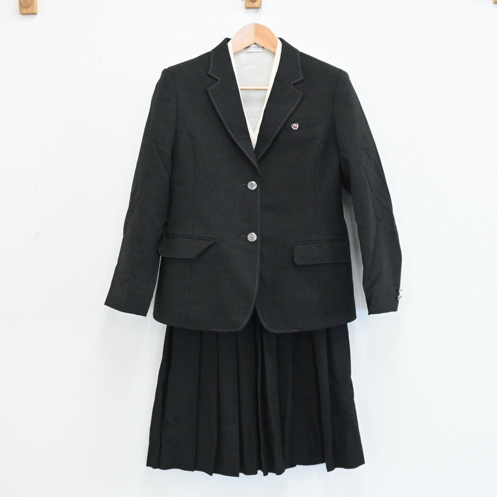 【中古】兵庫県 兵庫大学附属須磨ノ浦高等学校 女子制服 3点（ブレザー・ニット・スカート）sf008353