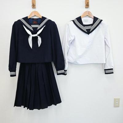 【中古】広島県 比治山女子高等学校 女子制服 4点（セーラー服・スカート）sf008430