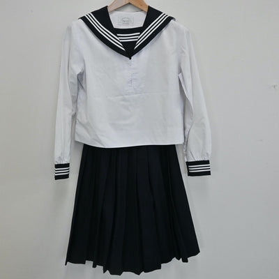 【中古】広島県 比治山女子高等学校 女子制服 4点（セーラー服・スカート）sf008430