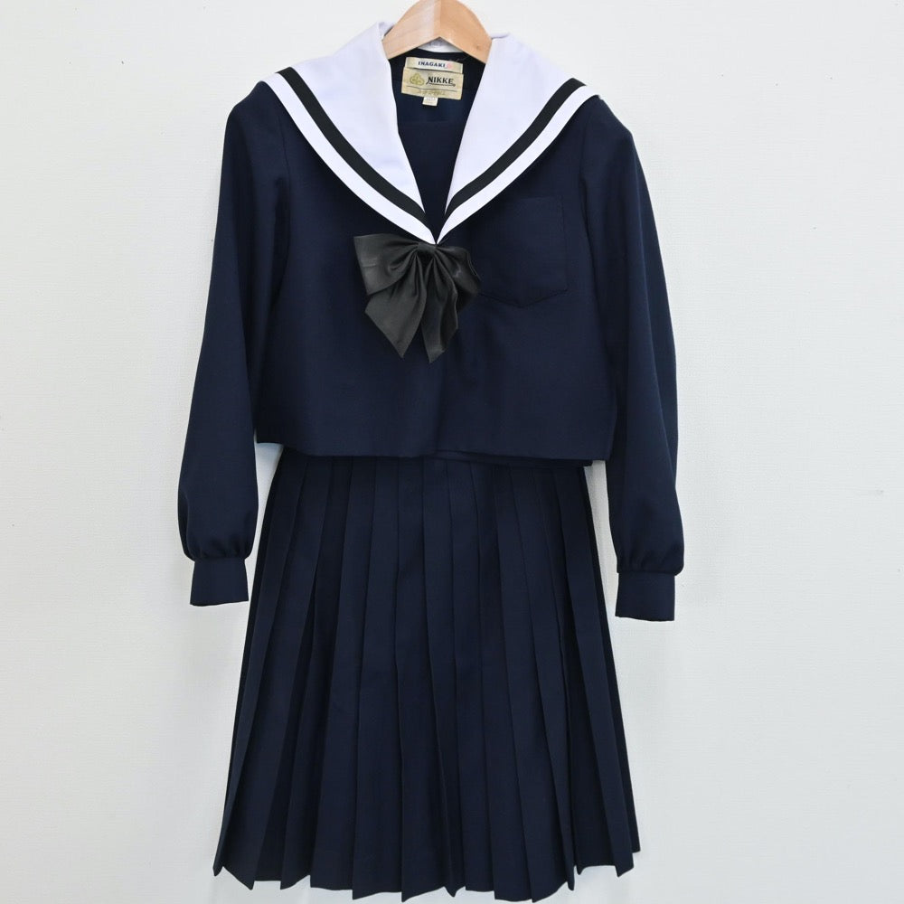 【中古】愛知県 名古屋西高等学校 女子制服 3点（セーラー服・スカート）sf008435