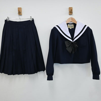 【中古】愛知県 名古屋西高等学校 女子制服 3点（セーラー服・スカート）sf008435