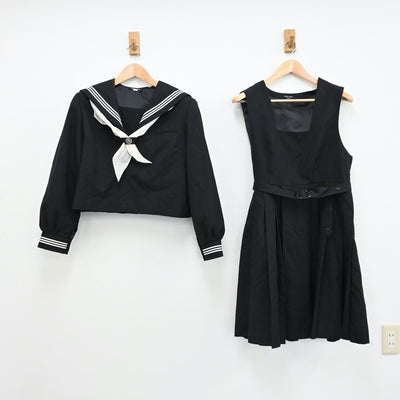 【中古】埼玉県 昭和中学校 女子制服 3点（セーラー服・ジャンパースカート）sf008450